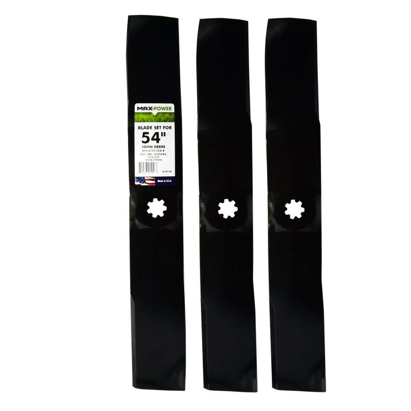 Maxpower 561813B 3-Blade Set for 54-Inch John Deere Rider, Replaces GX21380, GY20684, and GY20679 - Image 1